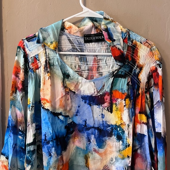🏷️🎉🆕 • abstract multicolor polka dot watercolor tunic top - Picture 6 of 17